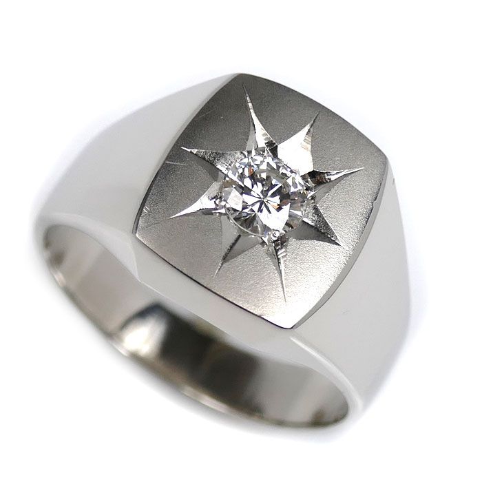 Pt900プラチナ リング 指輪 ダイヤモンド0.38ct 23.5号 18.2g メンズ