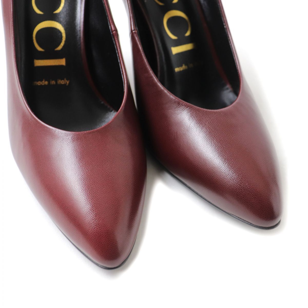 美品！GUCCI　グッチ　ミュール　ハイヒール　ポインテッドトゥ　レザー 未使用品☆GUCCI グッチ ポインテッドトゥ レザー パンプス/ハイヒール