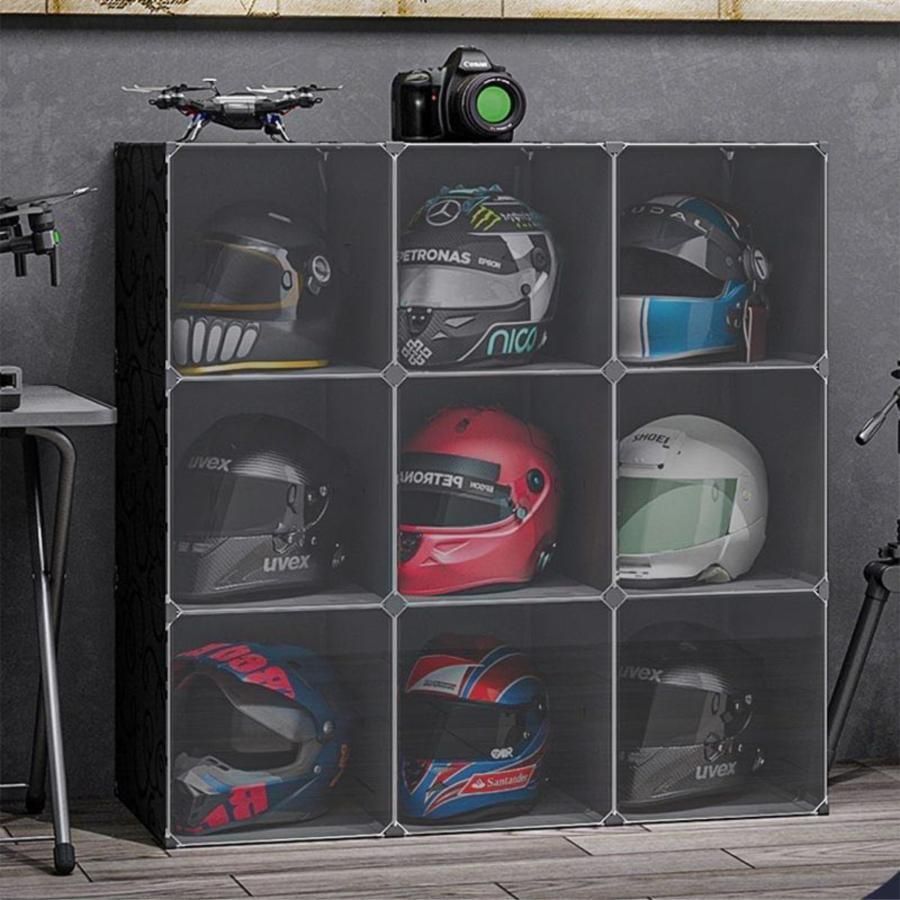 オートバイヘルメットホルダー デスクトップ|床置き帽子展示棚