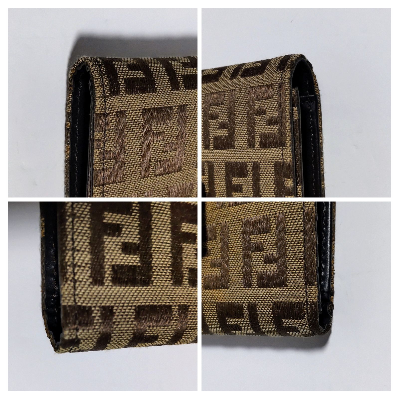 FENDI 三つ折り財布 ズッカ柄 キャンバス 中古 FENDI フェンディ財布 三つ折り ズッカ柄 総柄 キャンバス