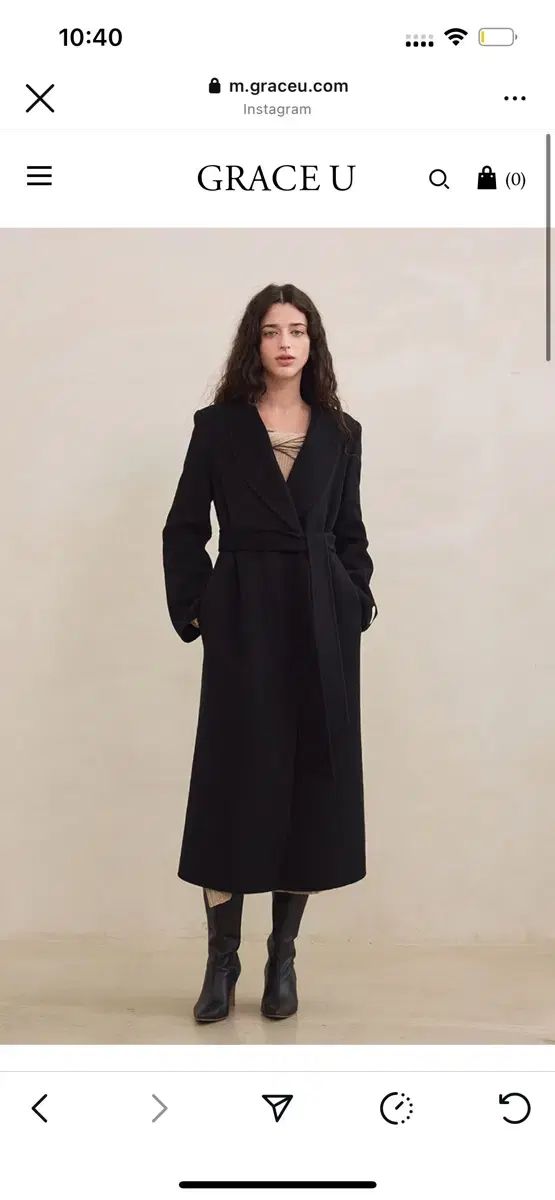 GRACE U グレースユー キャロル ショール カラー コート 黒 S 樹脂コート