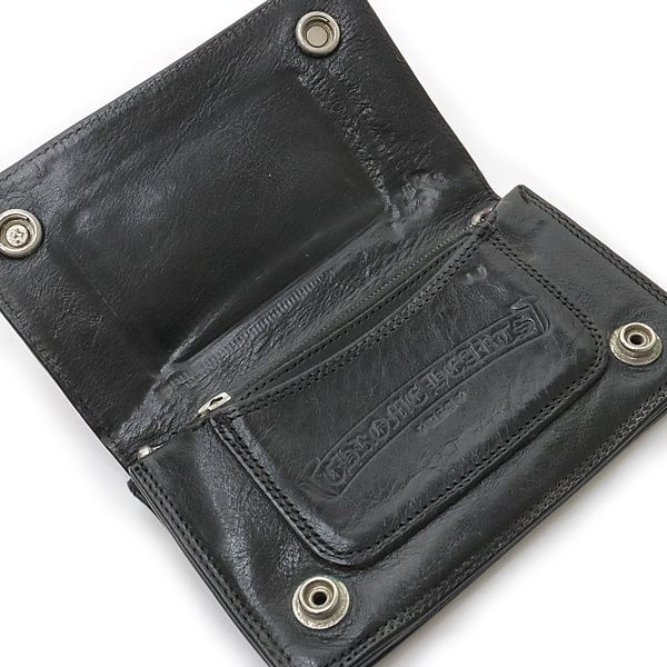 クロムハーツ ワンスナップ クロスボタンブラック ヘビーレザー