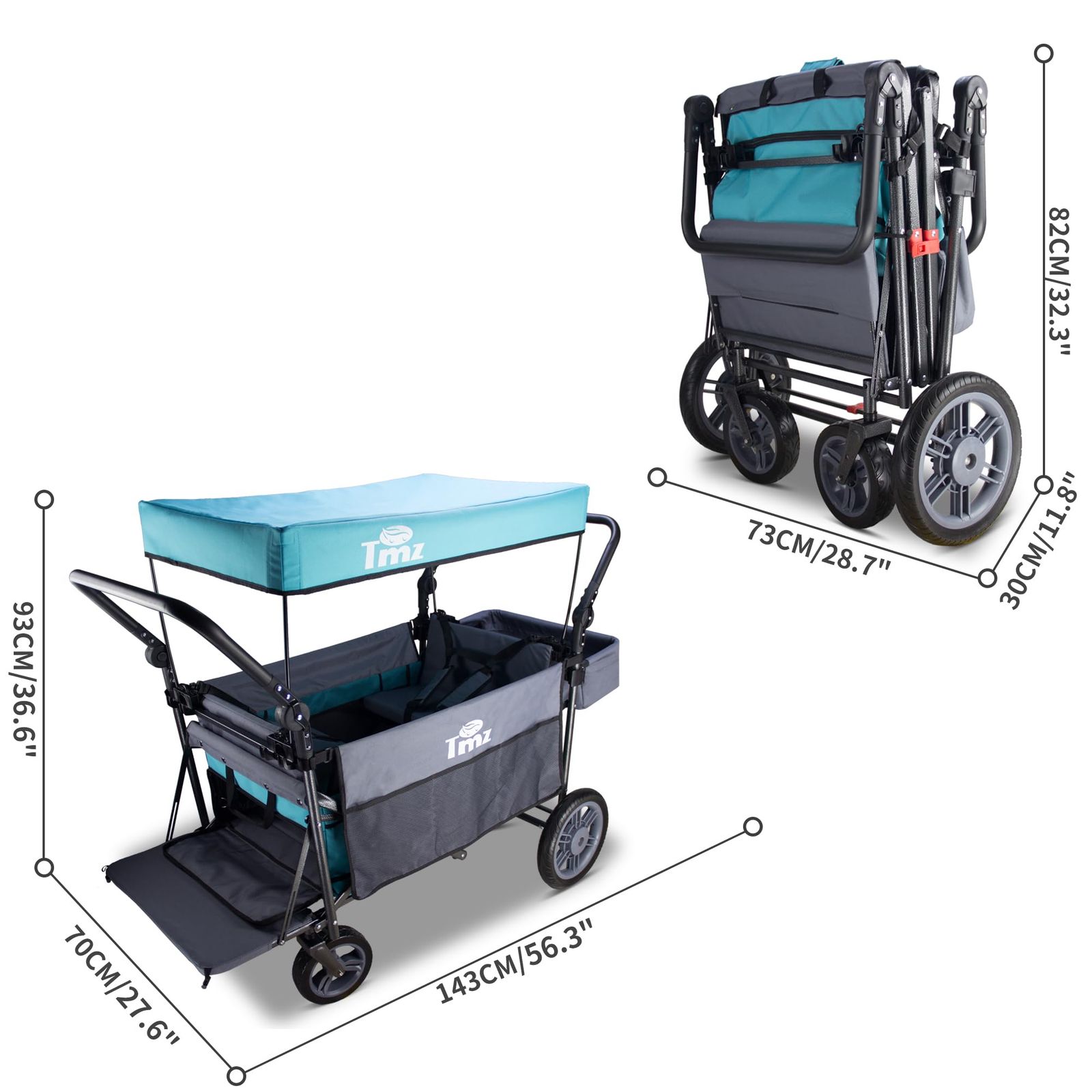 Tmz 折りたたみキャリーカート ターコイズ/グレー Tmz 折りたたみ