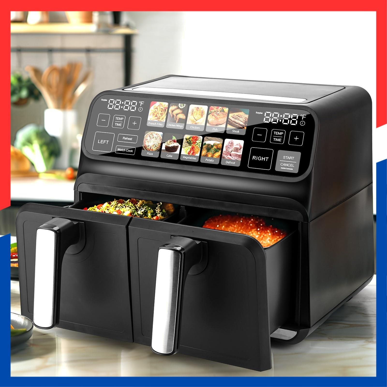 数量 PSE認証済み 惣菜 揚げ物 調理家電 油なし エアフライヤー 最高温230℃ 電気 家庭用 フライヤー ダブルバスケット 大容量 8L ノンフライヤー ChefRobot