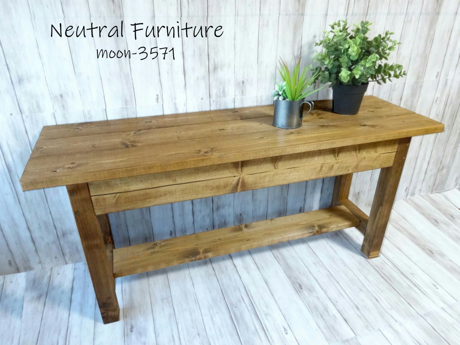 ハンドメイド ２人掛けベンチ チーク色