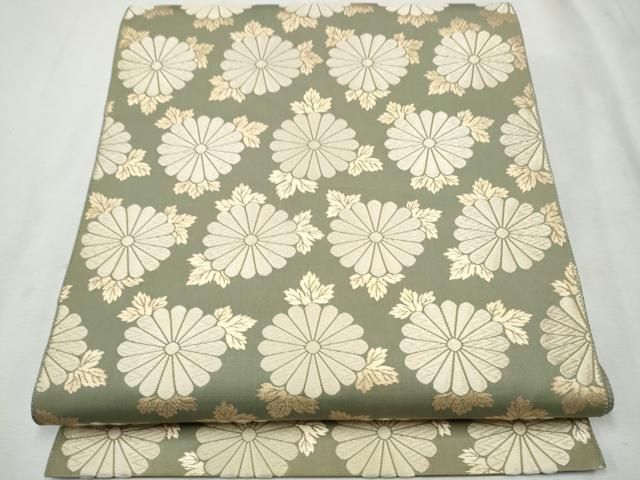 平和屋着物○六通柄袋帯 唐織 三十六花選貝合せ 金糸