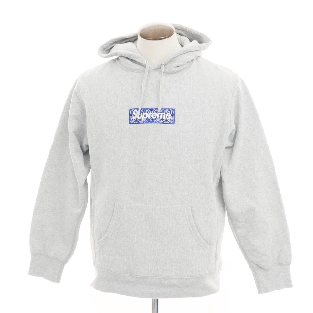 【中古】シュプリーム Supreme 2019年秋冬 Bandana Box Logo Hooded Sweatshirt スウェットパーカー グレー【サイズL】【メンズ】