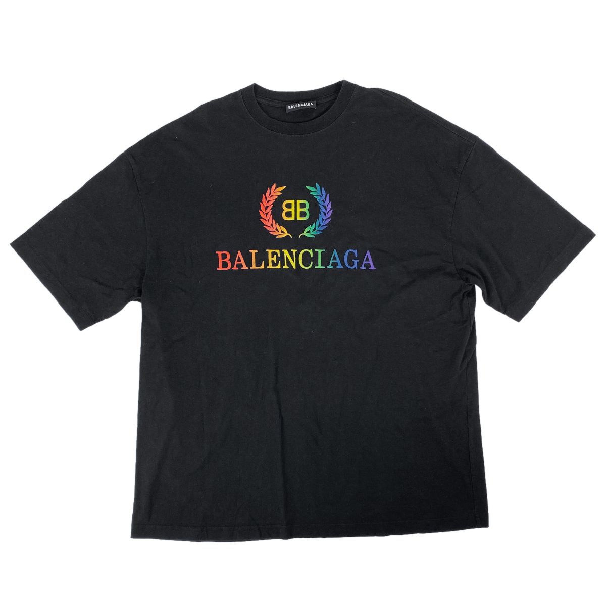 バレンシアガ BALENCIAGA ロゴ 半袖Ｔシャツ レインボーBB クールネック 刺繍 トップス 半袖Ｔシャツ コットン ブラック メンズ  【中古】 - メルカリ