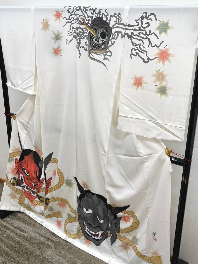 手描き 訪問着 仮絵羽 未仕立て品 パンダ 正絹 八掛付き 舞台衣装 大衆演劇 訪問着 未仕立て品 仮絵羽 銀通し 龍 正絹 八掛付き 大衆演劇