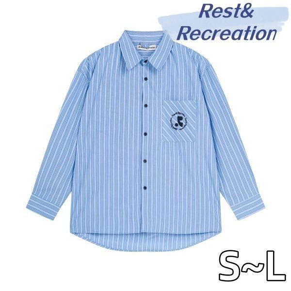 【新品】 Rest&Recreation  韓国 人気  ストライプのシャツ  ブルー