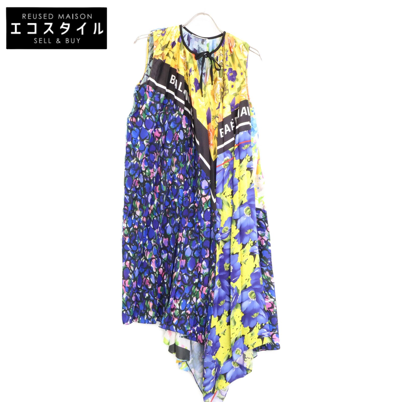 BALENCIAGA バレンシアガ 556249 ﾏﾙﾁｶﾗｰ 総柄ﾛｺﾞ ﾌﾟﾘｰﾂﾉｰｽﾘｰﾌﾞﾜﾝﾋﾟｰｽ  