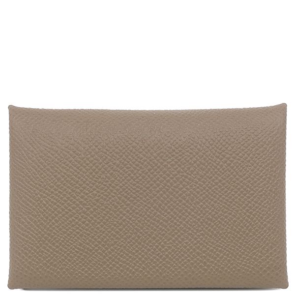 エルメス HERMES カードケース カルヴィ ヴォーエプソン エトゥープ シルバー金具 ♥ グレージュ W刻印 2025年製 箱