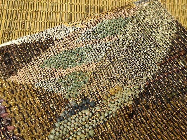 平和屋着物○太鼓柄袋帯 舞花文 金糸 正絹 逸品 CAAX0529yk