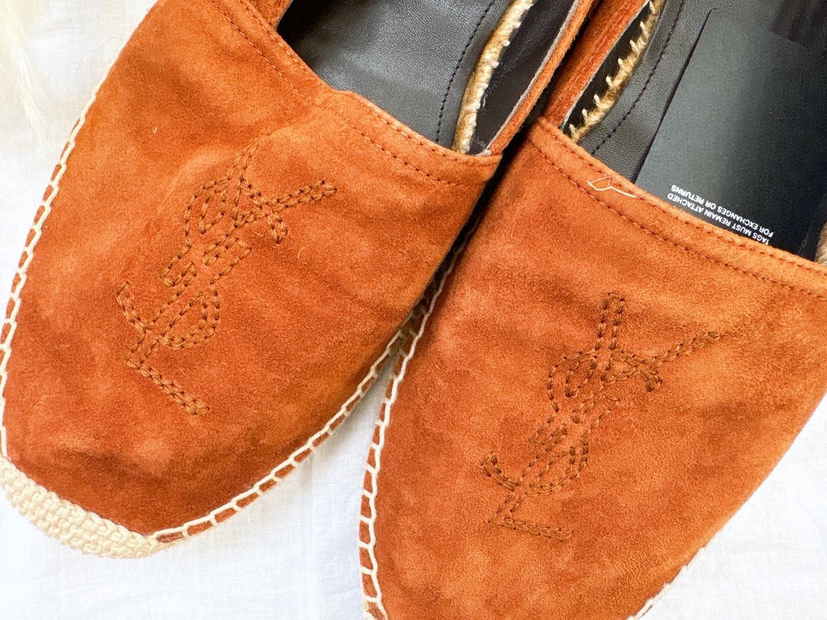 SAINT LAURENT 靴 28 cm エスパドリーユ VSLロゴ スリッポン スニーカー シューズ スエード メンズ スペイン製 43