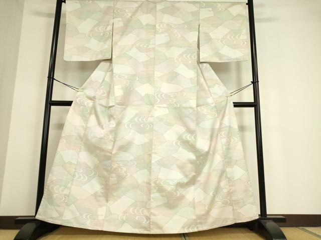 平和屋着物▽上質な紬 単衣 草花文 正絹 逸品 DAAS0740az （平和