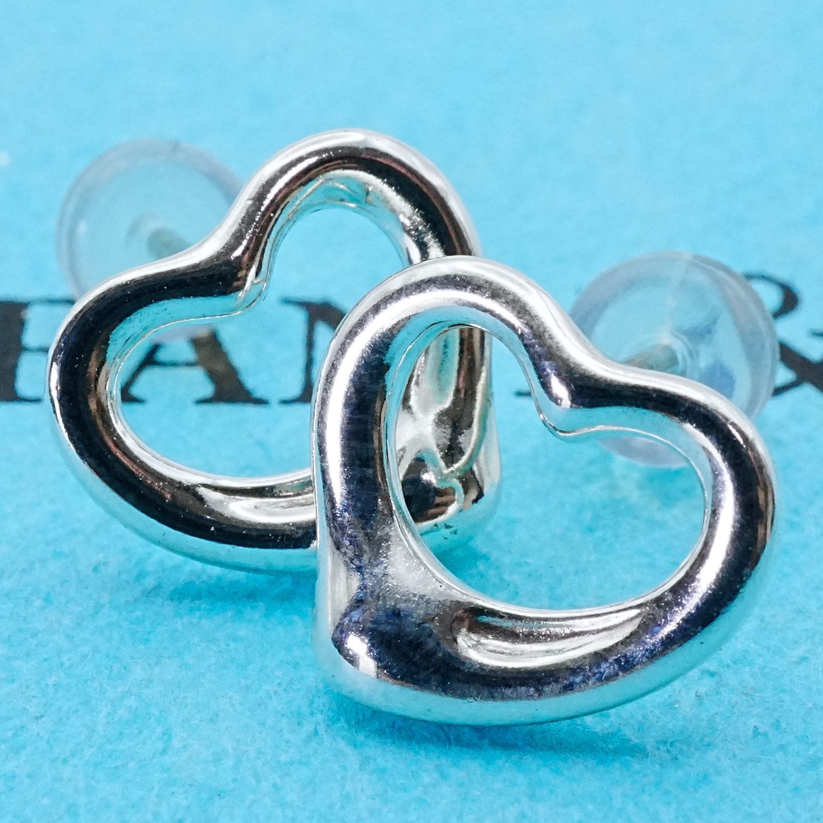 美品　ティファニー　オープンハート フープ　ミディアム　シルバー　ピアス ティファニー オープンハート フープピアス シルバー925 ミディアム 美