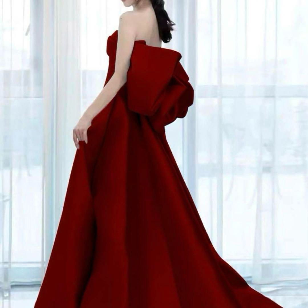オシャレなデザインにリボンが可愛い ベア イブニングドレス オシャレなデザインにリボンが可愛い ベア イブニングドレス
