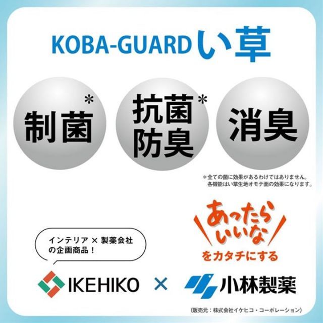 ラグ 小林製薬 持続性抗菌剤 KOBA-GUARD 制菌 抗菌防臭  滑り止め 不織布 夏 い草 グラデーション ブルー 約190×300cm【ブルー】【代引不可】 イケヒコ・コーポレーション 1070480041103 ラグ マット 小林製薬 ラグ