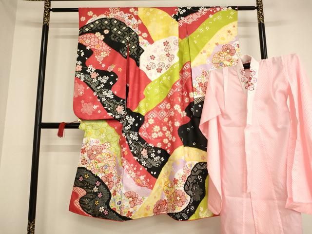 平和屋着物[]七五三 女の子 7歳 祝着 四つ身 長襦袢セット 流水