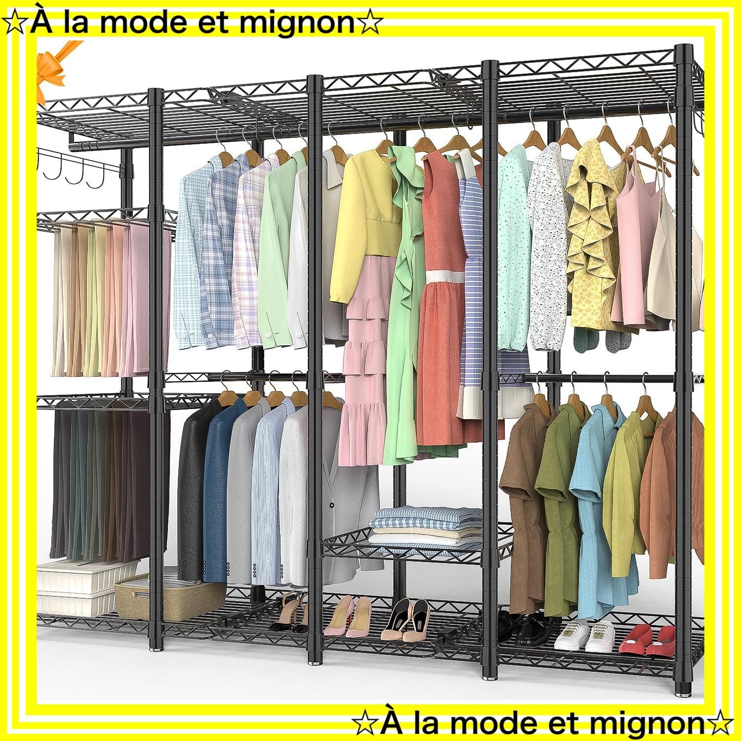 ハンガーラック 頑丈 4層 大容量 ワードローブ 4つの組み立て方法