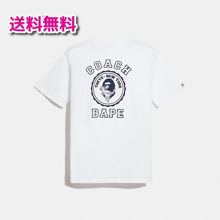 新品 送料無料 BAPE X COACH Tシャツ白XL/コーチエイプ カレッジ