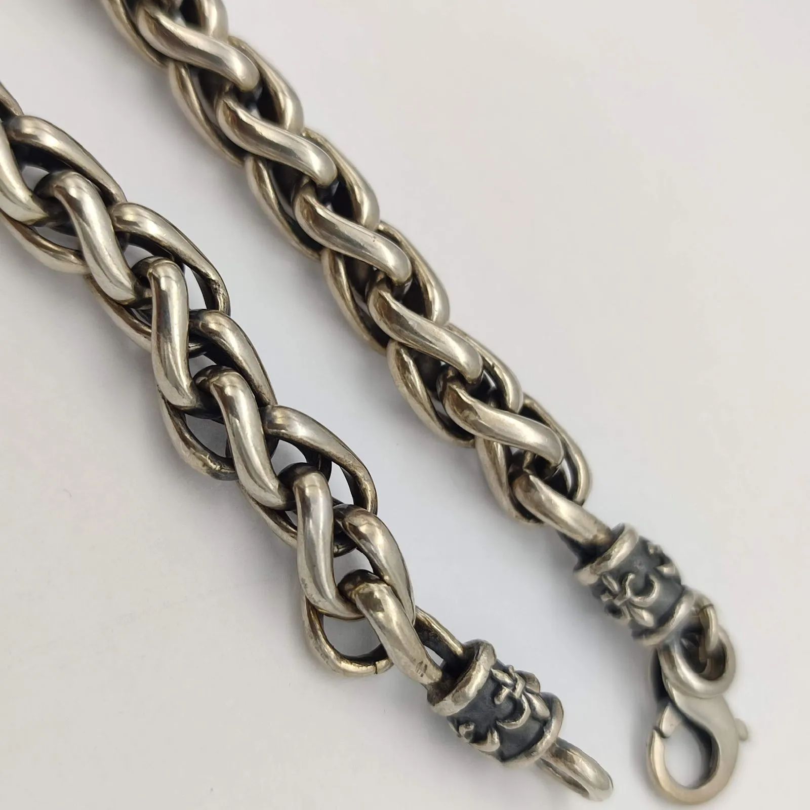 シルバー百合紋章チェーンブレスレット ステンレス ブレスレット シルバー チェーンブレスレット フレア