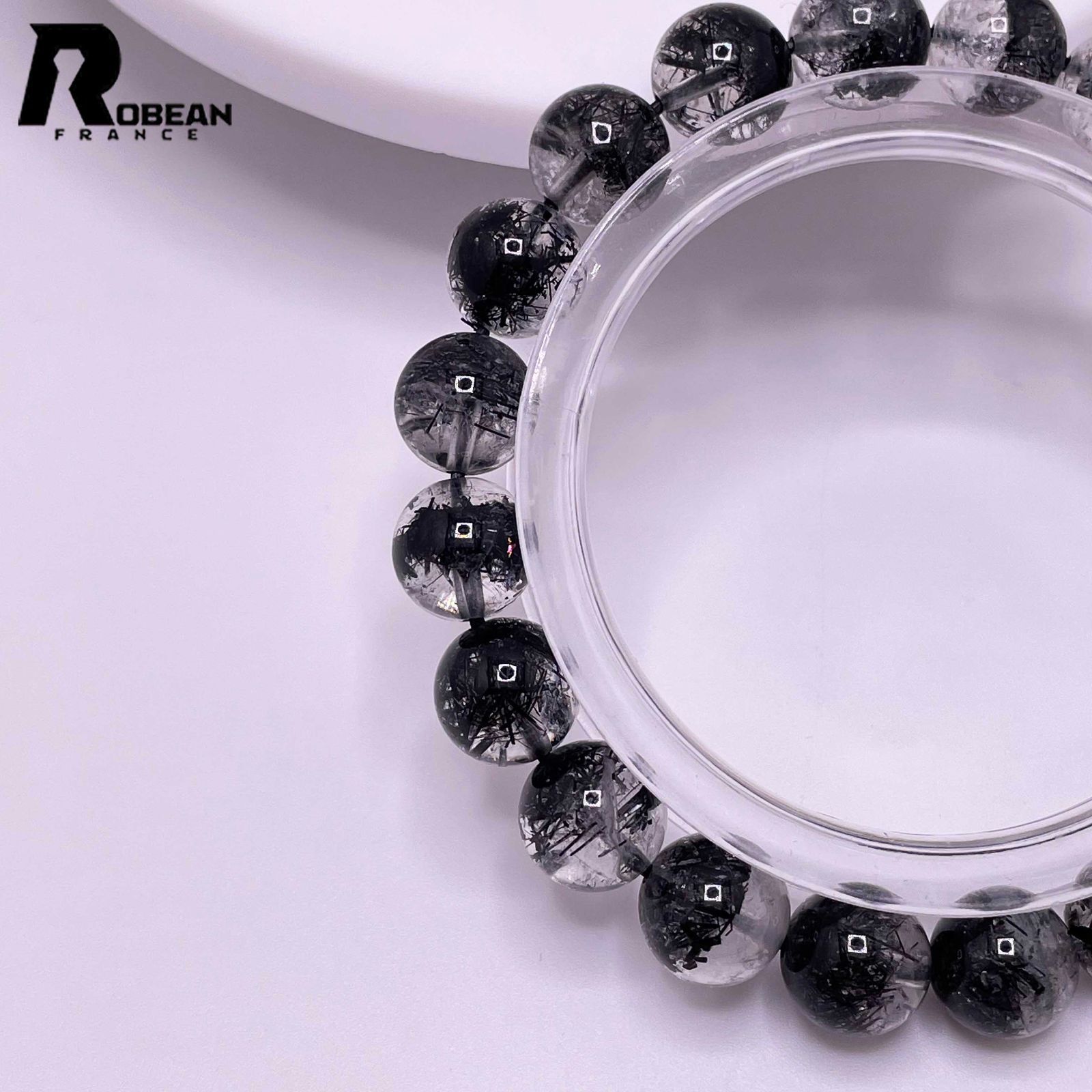 高級 EU製 定価8万円 ROBEAN・ブラックルチルクォーツ☆黒針水晶 EU