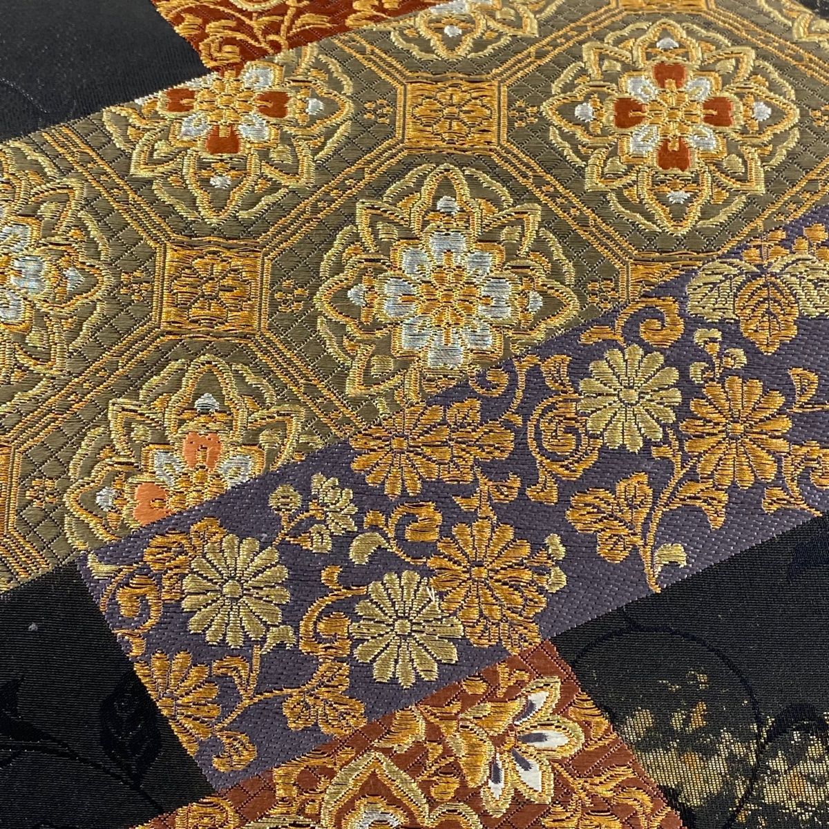 袋帯 秀品 華文 花唐草 金銀糸 箔 黒 六通 正絹 【中古】 - メルカリ