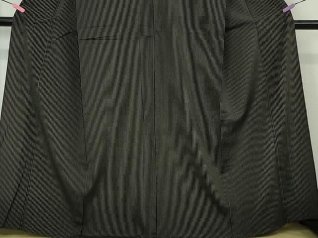 平和屋本店□極上 本塩沢 単衣 縞 黒地 逸品 未使用 DZAA3477kh5