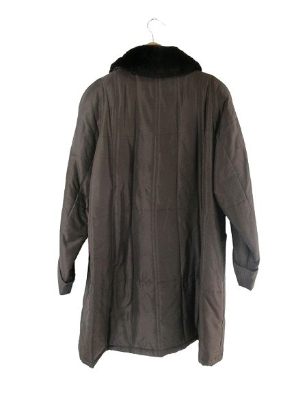 バルマン BALMAIN コート ファー 襟 無地 シルク サイズ9 ブラウン QQQ