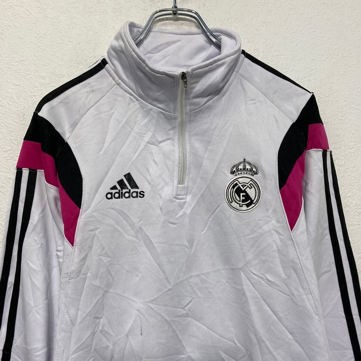  ヴィンテージジャージ adidas ジャージ アディダス M~ ホワイト レアルマドリード ジップ