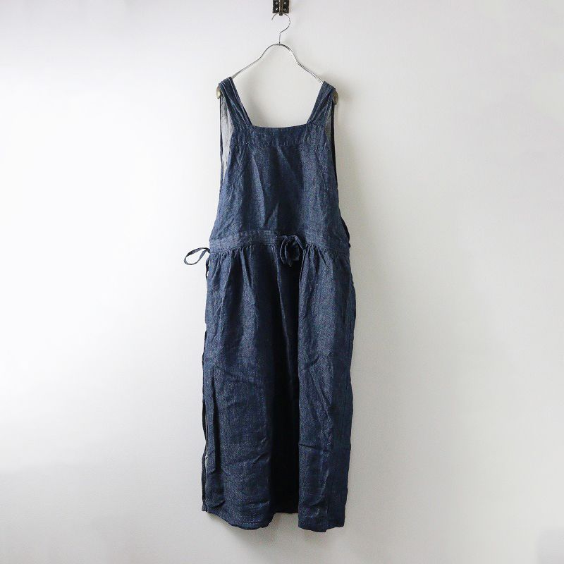 イチアンティークス ichi Antiquite s リネン2WAYカシュクールエプロンドレス インディゴ ネイビー ワンピース ギャザー 2400014613919