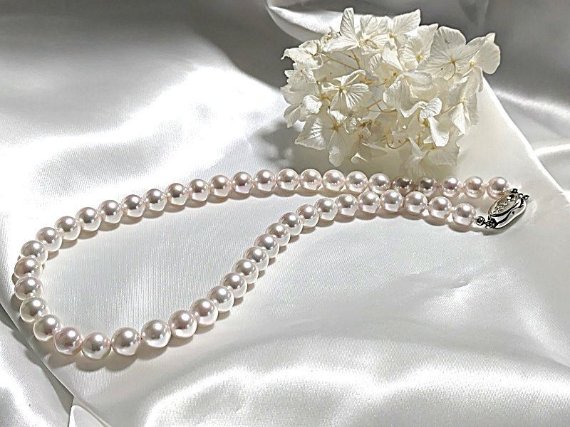 タイムセール特売 照り巻最高あこや花珠パールネックレス 8．5㍉-9 