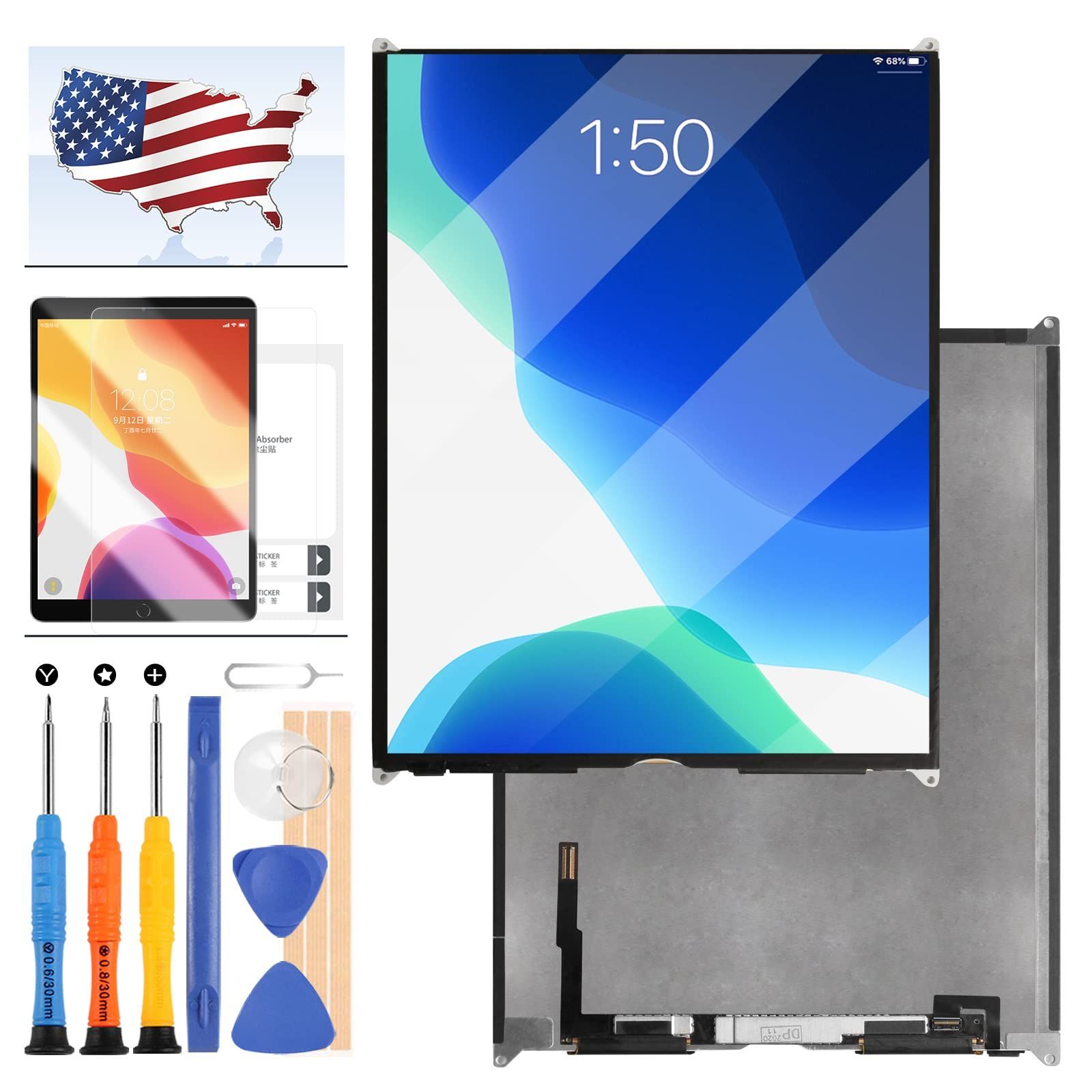 2021 第9世代 LCDスクリーン交換 A2602 A2603 9 A2604 A2605 iPad iPad 第7世代 第8世代 スクリーン交換 For A2197 A2270 LCDディスプレイパネル修理パーツキット A-MIND 10.2