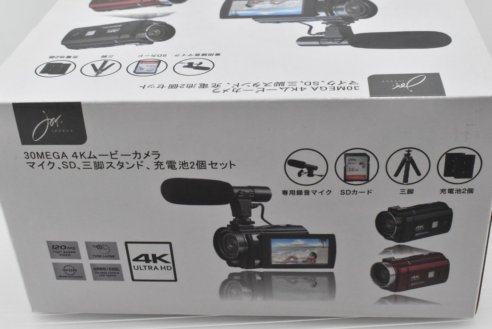 JOYEUX ジョワイユ 30MEGA 4Kムービーカメラ マイク、SD、三脚