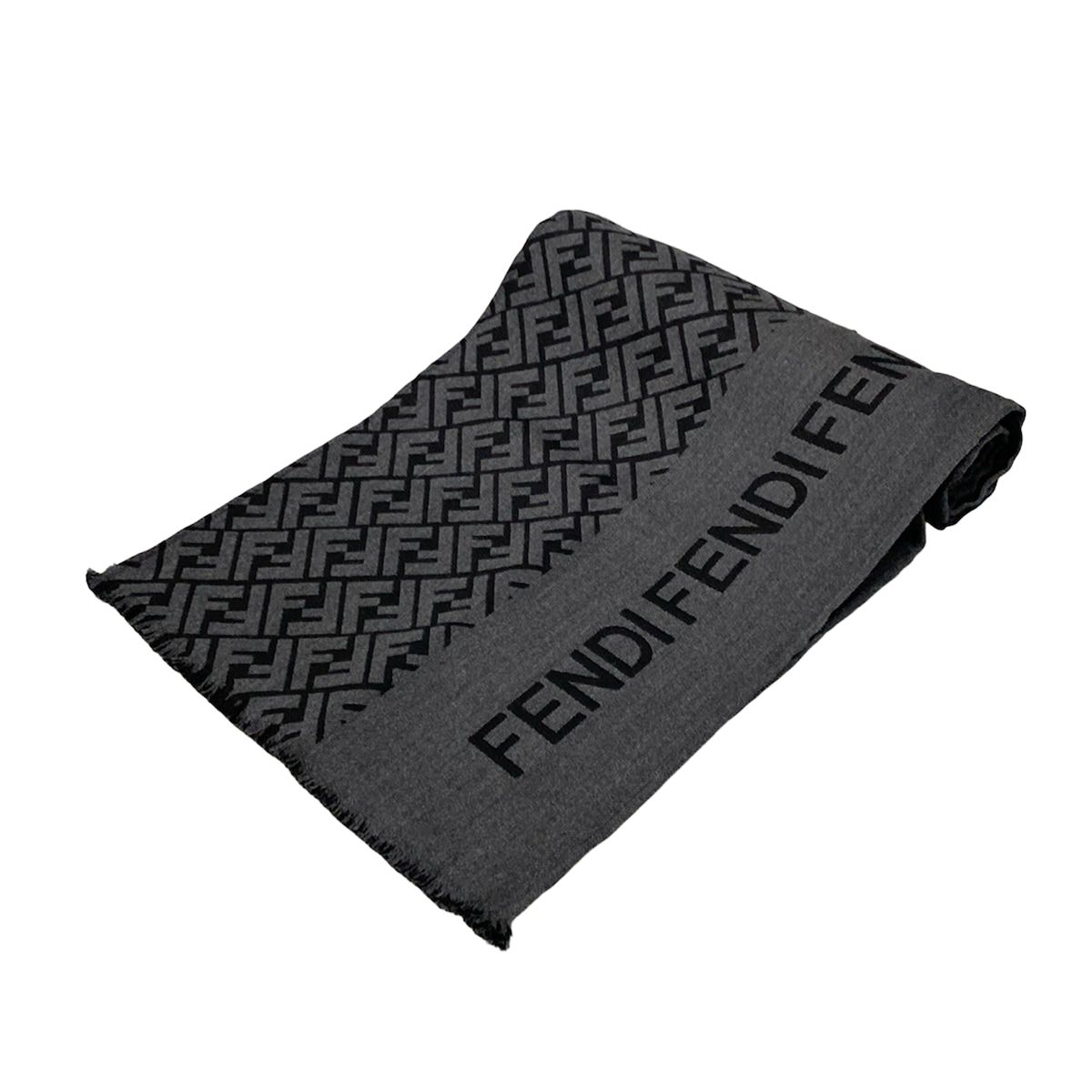 FENDI フェンディ ズッカ柄 マフラー ストール ウール ストライプ柄