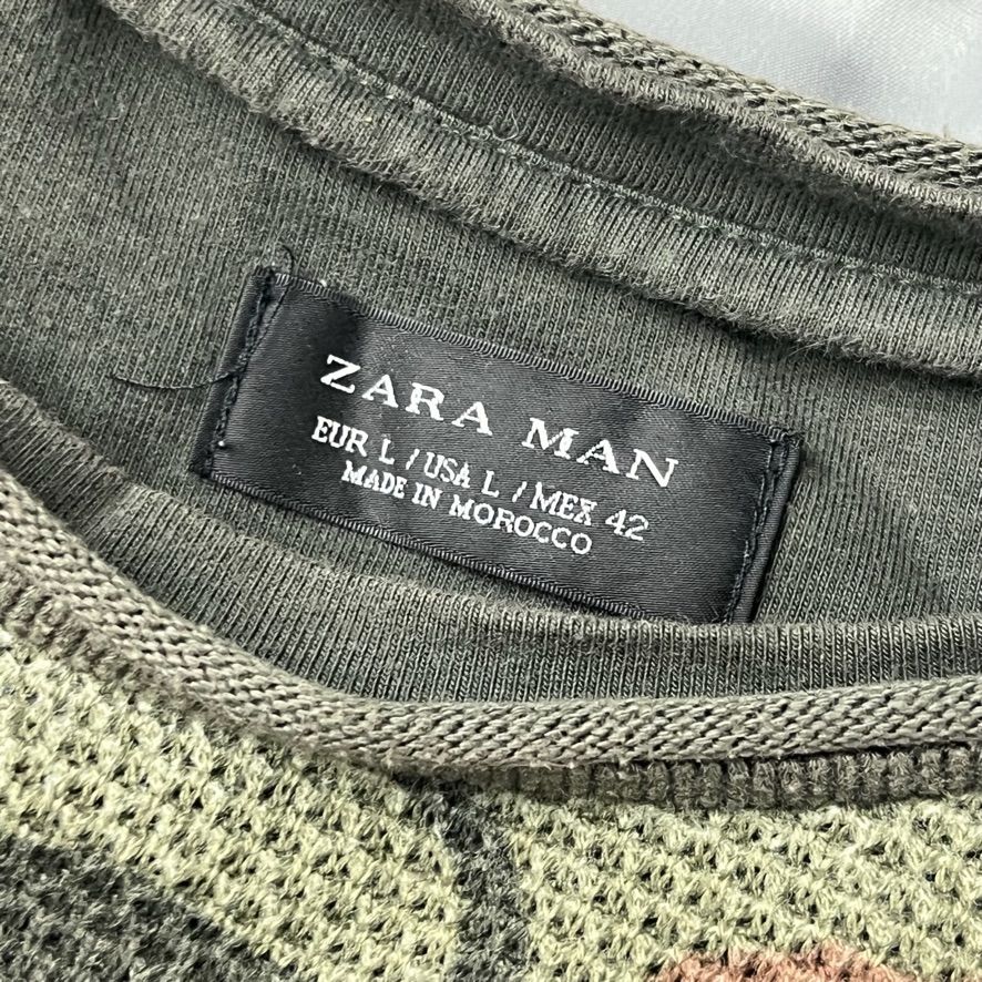 ミリタリー系】 ZARA MAN ザラ マン カモフラ 迷彩 長袖 Tシャツ 総柄