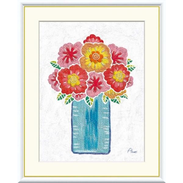 高精細デジタル版画 額装絵画 春田 あかり（はるた あかり）作 「ブルームーン」 F8 高精細デジタル額装版画 現代アート Akari Pleasant Plants -愉快な