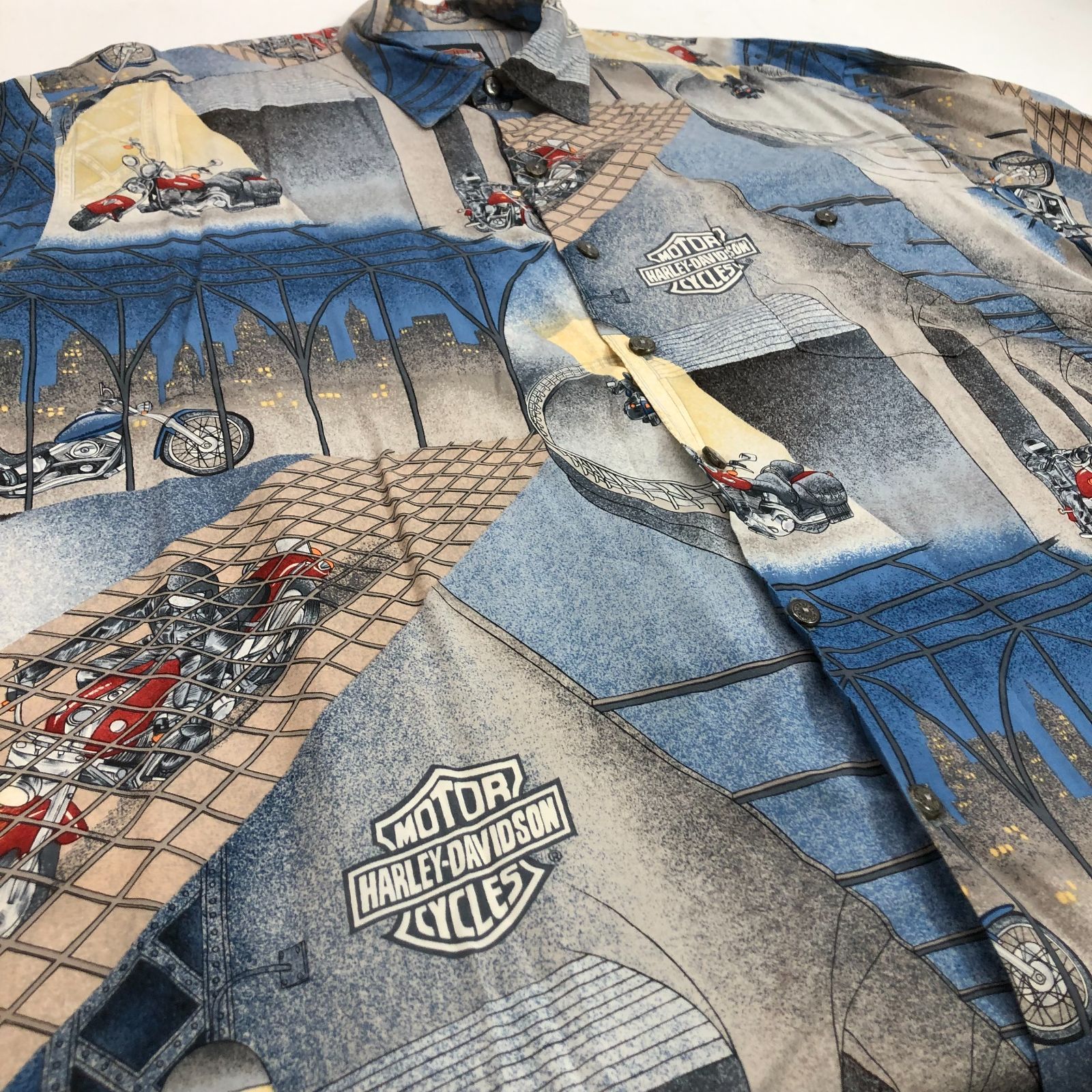 Harley Davidson 総柄 半袖シャツ ハーレーダビッドソン（90s ハーレー 