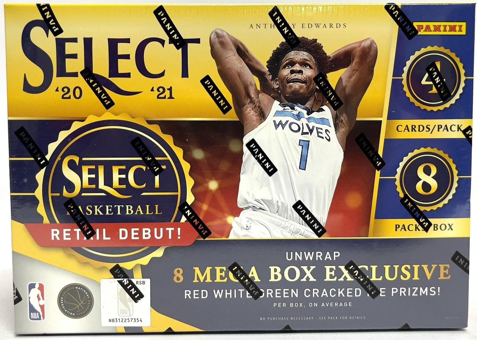 NBA 2020-21 Panini Select Basketball Card Mega Box (Red/White/Green Cracked Ice Prizms) パニーニ セレクト バスケットボール カード メガボックス (レッド ホワイト グ 