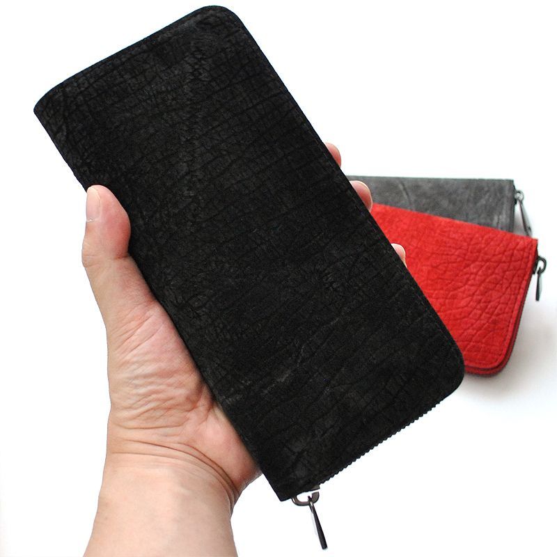 カバ革 ヒポポタマスレザー 長財布 ラウンドファスナー ZOO ズー メンズ zlw-103 ピューマウォレット24 ブラック 動画あり 長財布 ラウンドファスナー ヒポポタマス カバ革 藍染