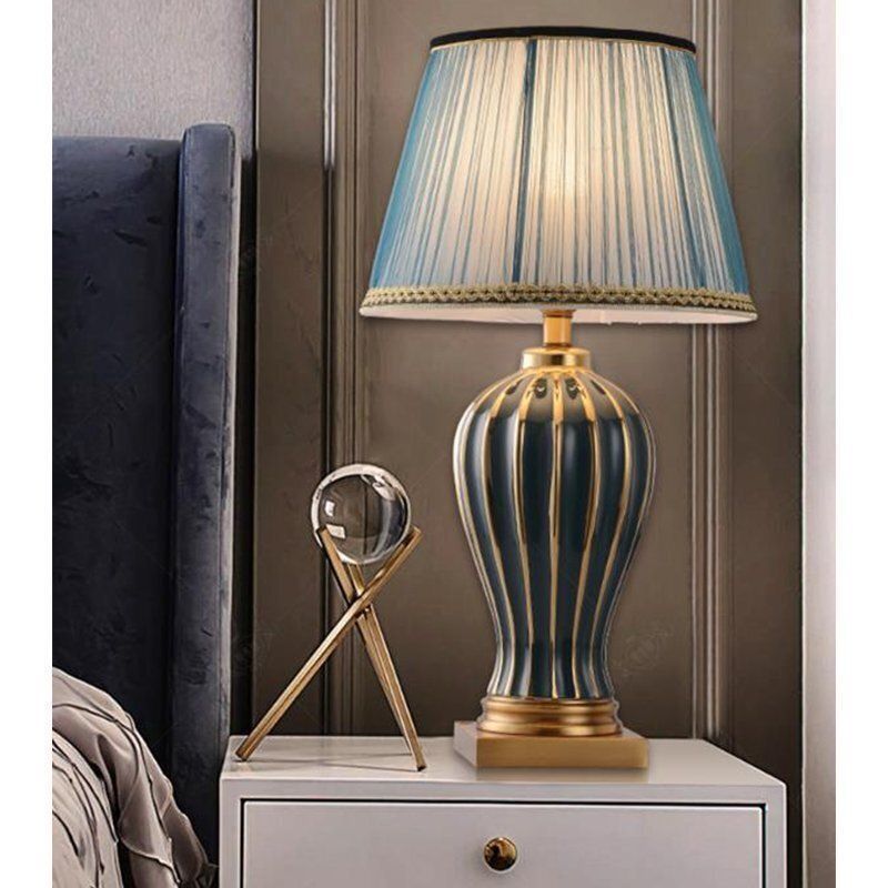 照明スタンドライト テーブルランプ デスクライト 陶器卓上ステンド 高さ64cm ブルー