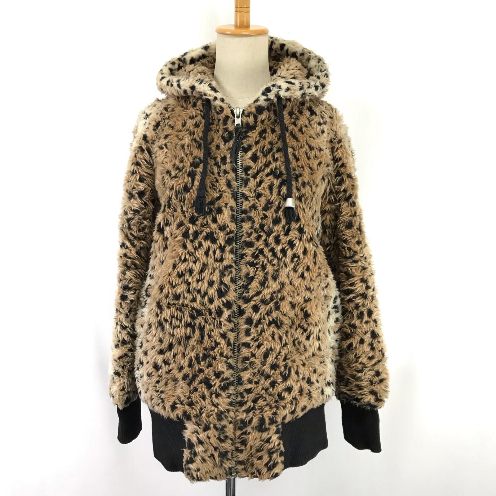 極美品 UGG レオパード ファージャケット エコファー フーディーパーカー S 極美品 UGG レオパード ファージャケット エコファー フーディー