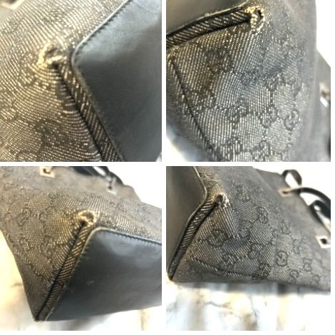 グッチGUCCI ミニトートバッグ 31244 001998 GGキャンバス レザー ブラック GG柄 ハンドバッグ 現状品