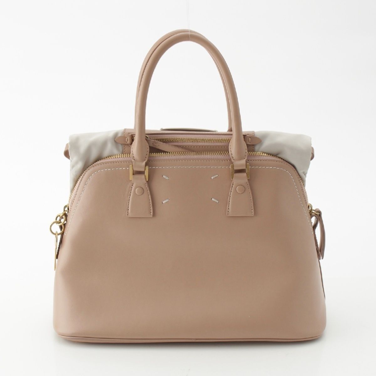 メゾンマルジェラ 5acミディアム 2way レザー ピンク ベージュ メゾンマルジェラ 5acミディアム 2way レザー ピンク ベージュ