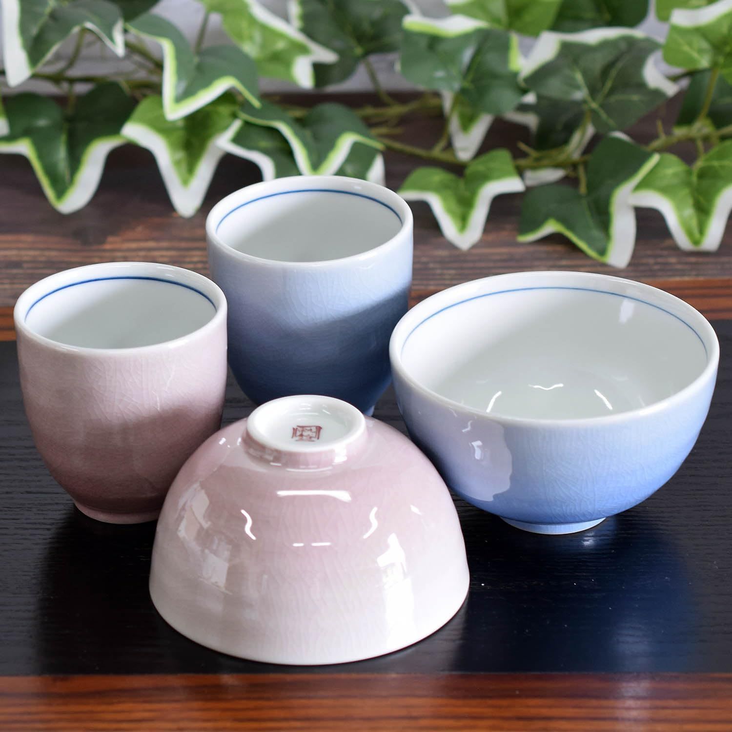 迅速発送】夫婦茶碗 湯呑み ペア 食器セット 九谷焼 釉彩 陶器 茶碗