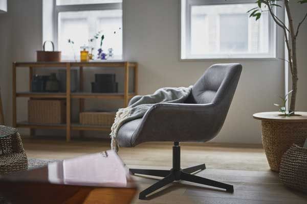 回転式ラウンジチェア クロスレザー No.185 W80×D75×H73.5×SH42cm ダークブラウン MARWIL-DEMENAGEMENTS_CH