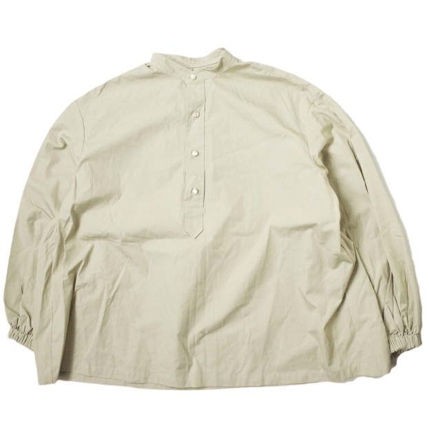 Scye x Drawer サイ ドゥロワー 21SS 別注 日本製 バンドカラープルオーバーシャツ 1221-31423 38 ベージュ SHIRT 長袖 ギャザー タック トップス g11354