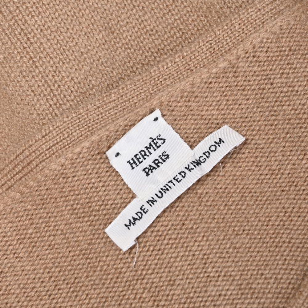 HERMES イギリス製 カシミヤ 柄切替 オーバー ニット 34 キャメル エルメス KL4BS2KC75 HERMES - HERMES イギリス製 カシミヤ 柄切替 オーバー ニットの