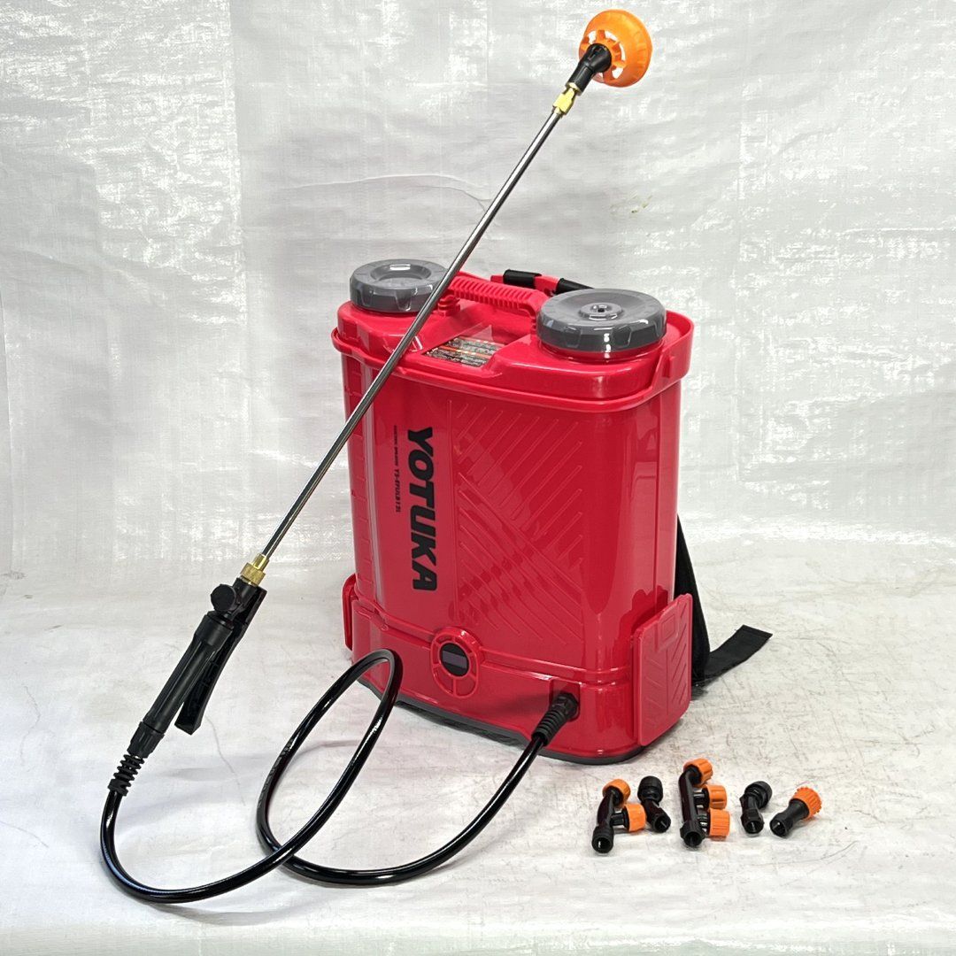 ロケットマン様 レッド 電動噴霧器 背負い式 12L バッテリー式 ノズル6種付 かき混ぜ機能付き レッド YS-EFULB12L 549